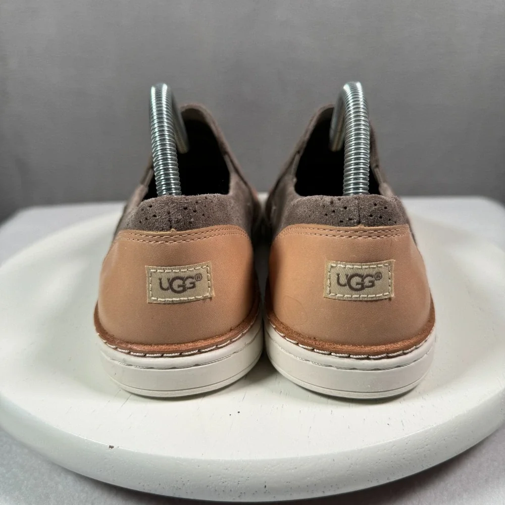 Ugg Adley Perf Slip On Sneaker Womens 9.5 Brown Tan Suede Leather Flat 1018375 - Picture 5 of 9